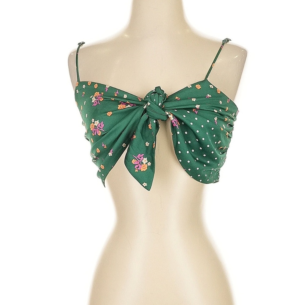 For Love & Lemons Cypress Crop Top - Size Small - Pine Green Floral - Picture 4 of 9